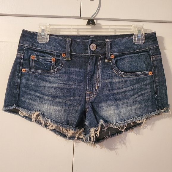 Women's American Eagle Dark Wash Denim Shorts - Picture 1 of 9
